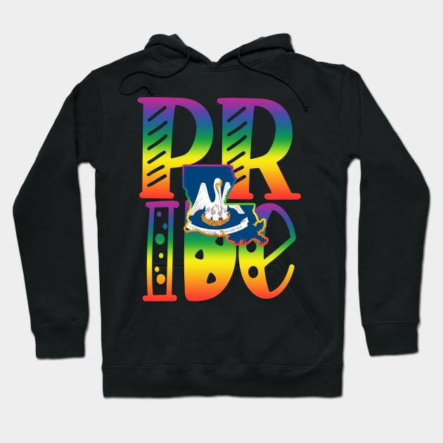 Louisiana Gay Pride in Art Block Letters Hoodie by tropicalteesshop